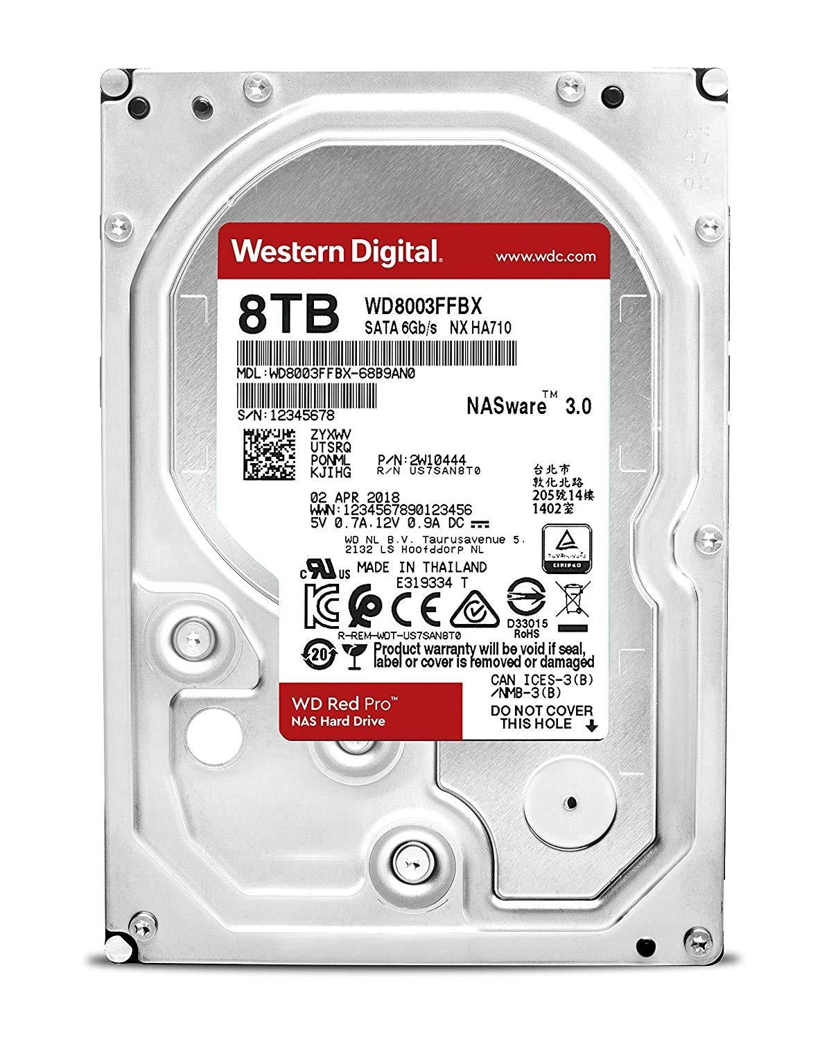 WD Red 8TB NAS Hard Disk Drive - 5400 RPM Class SATA 6 Gb/s 128MB Cache 3.5  Inch - WD80EFZX