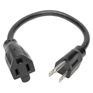 1-Ft Extension Cord, NEMA 5-15P to NEMA 5-15R - 13A, 120V, 16 AWG, Black (P024-001-13A)