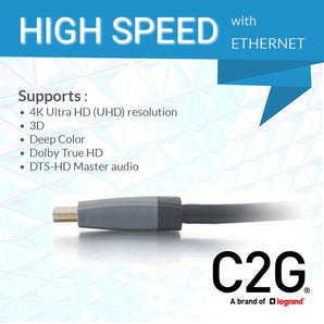 C2G 50627 Select 4K UHD High Speed HDMI Cable (60Hz) with Ethernet M/M, In-Wall CL2-Rated, Black (6 Feet, 1.82 Meters)