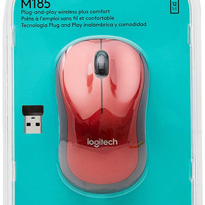 Logitech M185 Wireless Optical Mouse 2.4 GHz, Red (910-003635)