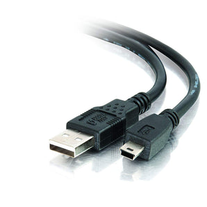 C2G 27005 USB Cable - USB 2.0 A Male to Mini-B Male Cable for Cameras, Canon, Casio, Nikon, Toshiba, Panasonic, Black (6.6 Feet, 2 Meters)