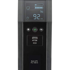 Back UPS PRO BR 1000VA, SineWave, 10 Outlets, 2 USB Charging Ports, AVR, LCD int (BR1000MS)